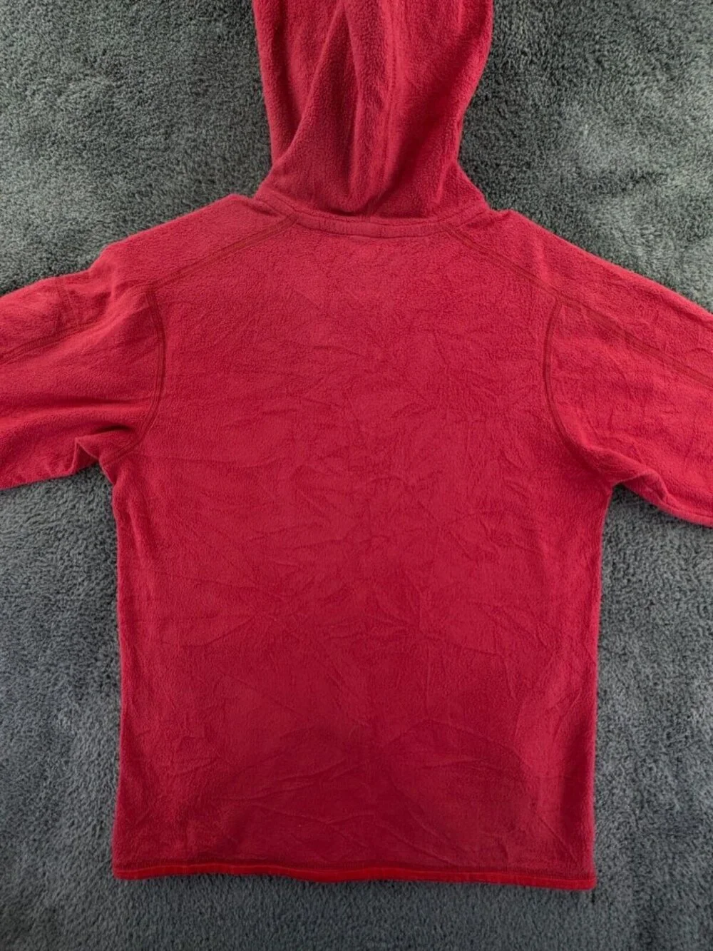 Patagonia Women’s Jacket Adult Fleece Red Hooded Small Full Zip W/ Logo, Pockets